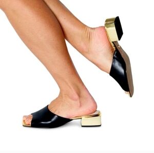 Elegant Black and Gold Women's Slide Sandals